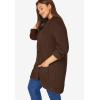 Woman Within Plus Size Button-Front Shaker Cardigan Sweater(Chocolate)