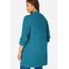 Woman Within Plus Size Button-Front Shaker Cardigan Sweater(Deep Teal)