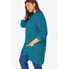 Woman Within Plus Size Button-Front Shaker Cardigan Sweater(Deep Teal)