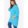 Woman Within Plus Size Button-Front Shaker Cardigan Sweater(Paradise Blue)