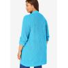 Woman Within Plus Size Button-Front Shaker Cardigan Sweater(Paradise Blue)