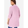 Woman Within Plus Size Button-Front Shaker Cardigan Sweater(Pink)