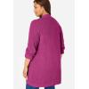Woman Within Plus Size Button-Front Shaker Cardigan Sweater(Raspberry)