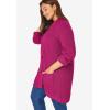 Woman Within Plus Size Button-Front Shaker Cardigan Sweater(Raspberry)