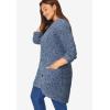 Woman Within Plus Size Button-Front Shaker Cardigan Sweater(Royal Navy White Marled)