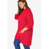 Woman Within Plus Size Button-Front Shaker Cardigan Sweater(Vivid Red)
