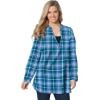 Woman Within Plus Size Flannel Tunic With Layered Look(Pink Black Plaid)