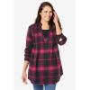 Woman Within Plus Size Flannel Tunic With Layered Look(Pink Black Plaid)
