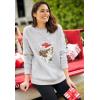 Woman Within Plus Size Fleece Holiday Sweatshirt(Emerald Green Reindeer)