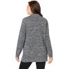 Woman Within Plus Size Marled Zip-Front Cable Knit Cardigan Sweater(Black White Marled)