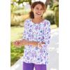 Woman Within Plus Size Perfect Three-Quarter Tie-Sleeve Tee(Delicate Pink Jacquard Floral)