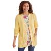 Woman Within Plus Size Button-Front Shaker Cardigan Sweater(Banana)