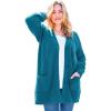 Woman Within Plus Size Button-Front Shaker Cardigan Sweater(Deep Teal)