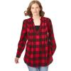 Woman Within Plus Size Flannel Tunic With Layered Look(Vivid Red Buffalo Plaid)