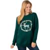Woman Within Plus Size Fleece Holiday Sweatshirt(Emerald Green Reindeer)