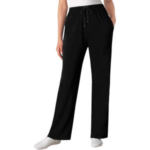 Woman Within Plus Size Tall Sport Knit Straight-Leg Pull-On Pants(Black)