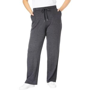 Woman Within Plus Size Tall Sport Knit Straight-Leg Pull-On Pants(Heather Charcoal)