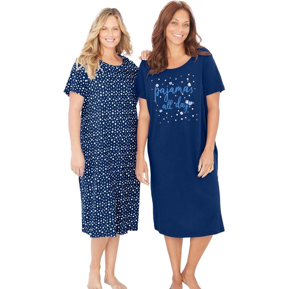 imageDreams amp Co Plus Size 2Pack Long SleepshirtsEvening Blue Pajamas