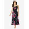 Amoureuse Plus Size The Luxe Satin Long Peignoir Set(Black Floral)