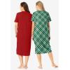 Dreams & Co. Plus Size 2-Pack Long Sleepshirts(Classic Red Reindeer Cat)