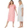 Dreams & Co. Plus Size 2-Pack Long Sleepshirts(Evening Blue Pajamas)