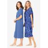 Dreams & Co. Plus Size 2-Pack Long Sleepshirts(French Blue Tie Dye Moon)