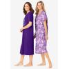 Dreams & Co. Plus Size 2-Pack Long Sleepshirts(Plum Burst Floral Butterfly)