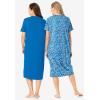 Dreams & Co. Plus Size 2-Pack Long Sleepshirts(Pool Blue Animal Hearts)
