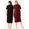 Dreams & Co. Plus Size 2-Pack Long Sleepshirts(Red Buffalo Plaid)