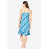 Dreams & Co. Plus Size Sleeveless Knit Chemise Sleepshirt(Paradise Blue Multi Stripe)
