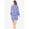 Dreams & Co. Plus Size Thermal Henley Sleepshirt(Ultra Blue Plaid)