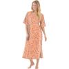 Dreams & Co. Plus Size Long Tagless Sleepshirt(Honey Peach Floral)