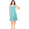 Dreams & Co. Plus Size Sleeveless Knit Chemise Sleepshirt(Aqua Mint Dragonfly)