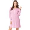 Dreams & Co. Plus Size Thermal Henley Sleepshirt(Pink)