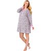 Dreams & Co. Plus Size Thermal Henley Sleepshirt(Pink Animal Hearts)