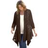 Woman Within Plus Size Open Front Pointelle Cardigan Sweater(Chocolate)