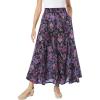 Woman Within Plus Size Wide Elastic Waist Skirt – 2X, Black Violet Lace