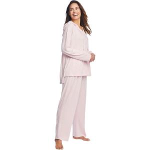Dreams & Co. Plus Size Hooded Marled Jersey Top(Pink Marled)