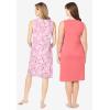 Dreams & Co. Plus Size 2-Pack Sleeveless Sleepshirt(Sweet Coral Bees)