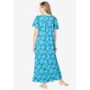Dreams & Co. Plus Size Long Floral Print Cotton Gown(Caribbean Blue Roses)