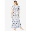 Dreams & Co. Plus Size Long Floral Print Cotton Gown(Classic Red Birds)