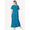 Dreams & Co. Plus Size Long Floral Print Cotton Gown(Deep Teal Ditsy)