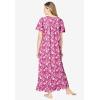 Dreams & Co. Plus Size Long Floral Print Cotton Gown(Strawberry Roses)