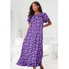 Dreams & Co. Plus Size Long Floral Print Cotton Gown(Strawberry Roses)