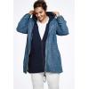 Ellos Plus Size Hooded Anorak Denim Jacket(Dark Blue Stonewash)