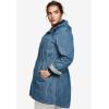 Ellos Plus Size Hooded Anorak Denim Jacket(Dark Blue Stonewash)