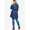 Ellos Plus Size Hooded Anorak Denim Jacket(Dark Blue Stonewash)