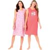 Dreams & Co. Plus Size 2-Pack Sleeveless Sleepshirt(Sweet Coral Bees)