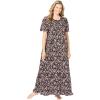 Dreams & Co. Plus Size Long Floral Print Cotton Gown(Black Roses)