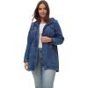 Ellos Plus Size Hooded Anorak Denim Jacket(Dark Blue Stonewash)